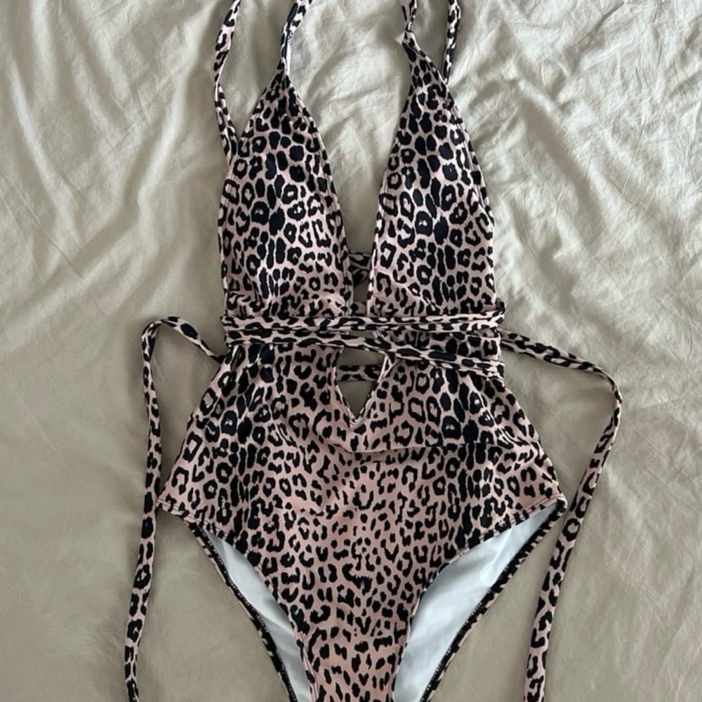 Leopard Print Halter Swimsuit